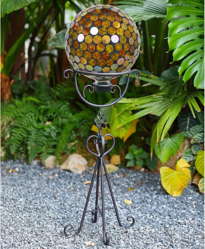 TICKCACY 26.7" H Gazing Ball Stand, 9”D Metal Gazing Globe Stand for 10 Inches Garden Gazing Globes, Vintage Gazing Ball Holder Display for Indoor Outdoor - Image 2
